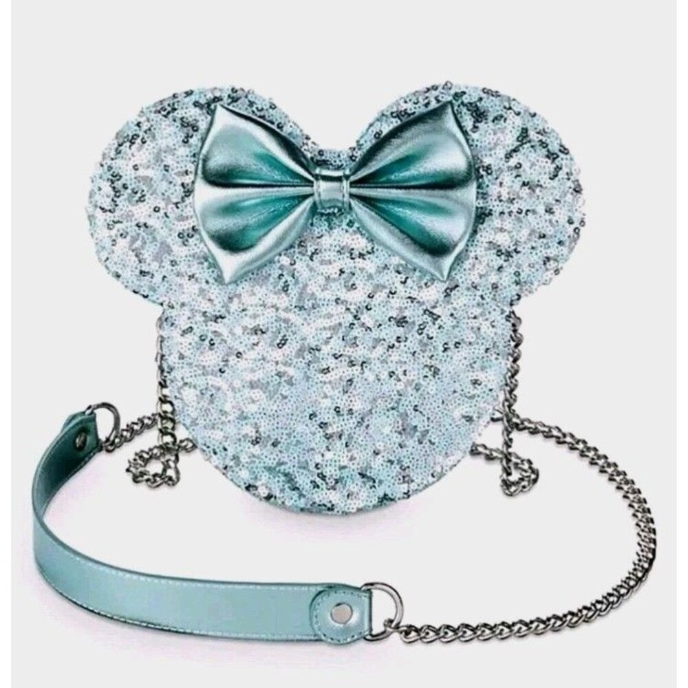 Disney Parks Loungefly Minnie Mouse Sequin "Arendelle Aqua" Crossbody Bag